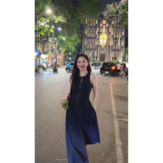 •𝙆𝙞𝙣𝙜𝙨𝙝𝙤𝙥𝙗𝙚𝙖𝙪𝙩𝙮•Váy Denim Khoá Kéo Dáng Dài QC