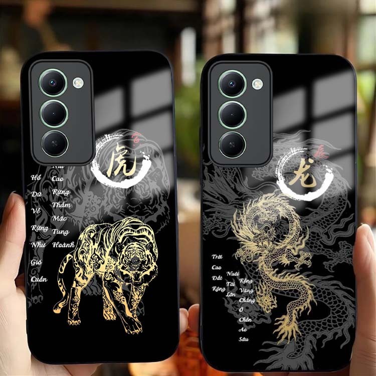 Ốp Lưng Cho XIAOMI REDMI 15 Mặt Lưng Kính Cường Lực 12 Con Giáp Thư Pháp