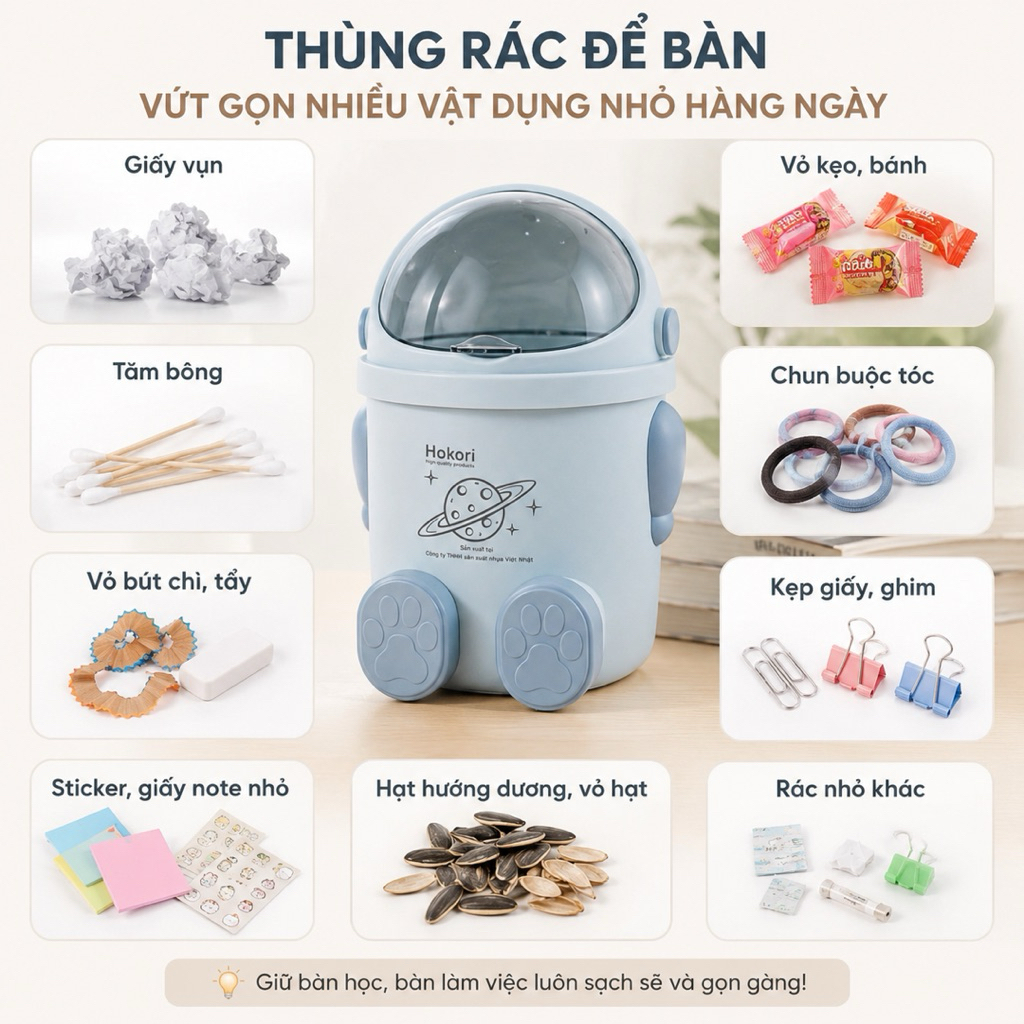 Thùng Rác Mini Để Bàn HOKORI