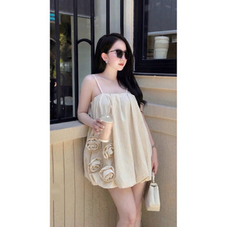 •𝙆𝙞𝙣𝙜𝙨𝙝𝙤𝙥𝙗𝙚𝙖𝙪𝙩𝙮•Váy Bí Hai Dây Hoa Nổi Xinh L1