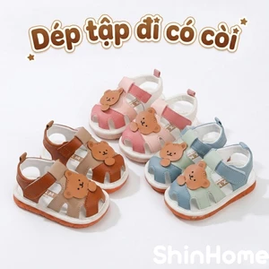 Dép sandal rọ mũi tập đi chống trượt có còi kêu chip cho bé trai bé gái 1-3 tuổi ShinHome