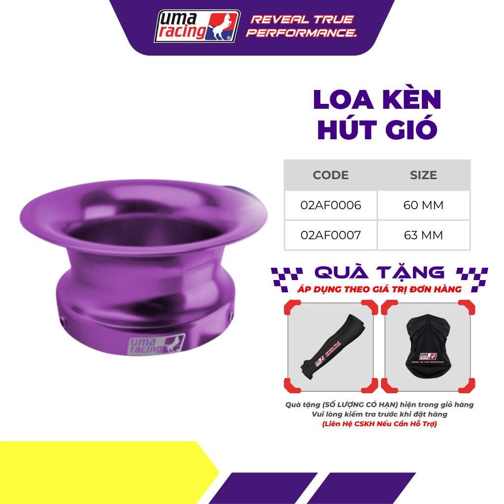 Loa Kèn Hút Gió UMA Racing (60mm / 63mm) – Hỗ Trợ Lưu Thông Khí Nạp
