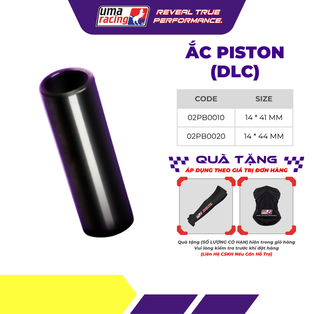 Ắc Piston UMA Racing Mạ DLC 14x41mm / 14x44mm – Phụ Tùng Trợ Lực, Vận Hành Bền Bỉ