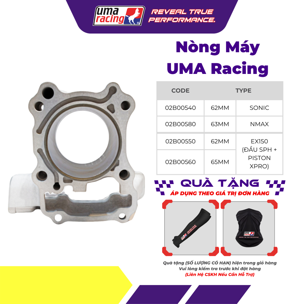 Nòng Máy UMA Racing XPRO Piston – 62mm / 63mm / 65mm – Ceramic Block