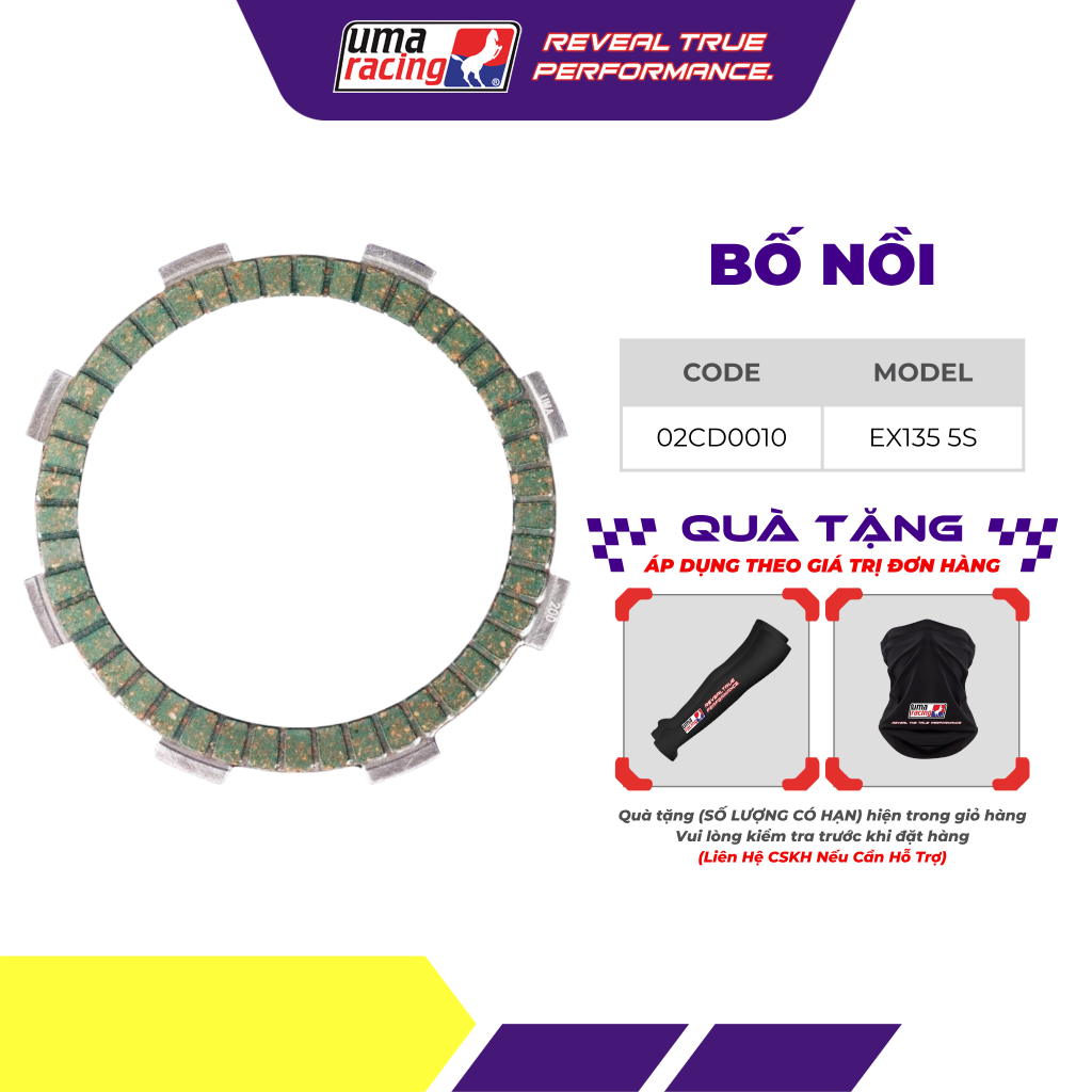 Bố Nồi (Lá Bố) UMA Racing Cho Exciter 135 Côn Tay 5 Số – Bứt Tốc Mạnh Mẽ, Sang Số Cực Mượt