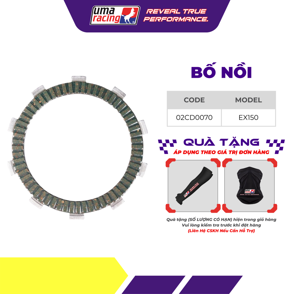 Bố Nồi (Lá Bố) UMA Racing Cho Yamaha Exciter 150 – Cắt Côn Mượt, Chống Trượt Hoàn Hảo