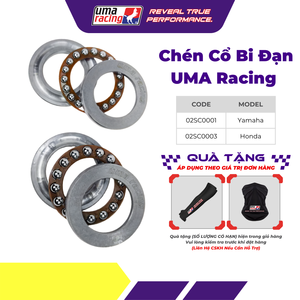 Chén Cổ Bi Đạn UMA Racing – Cho Honda & Yamaha – Bạc Đạn Cổ Lái Cao Cấp