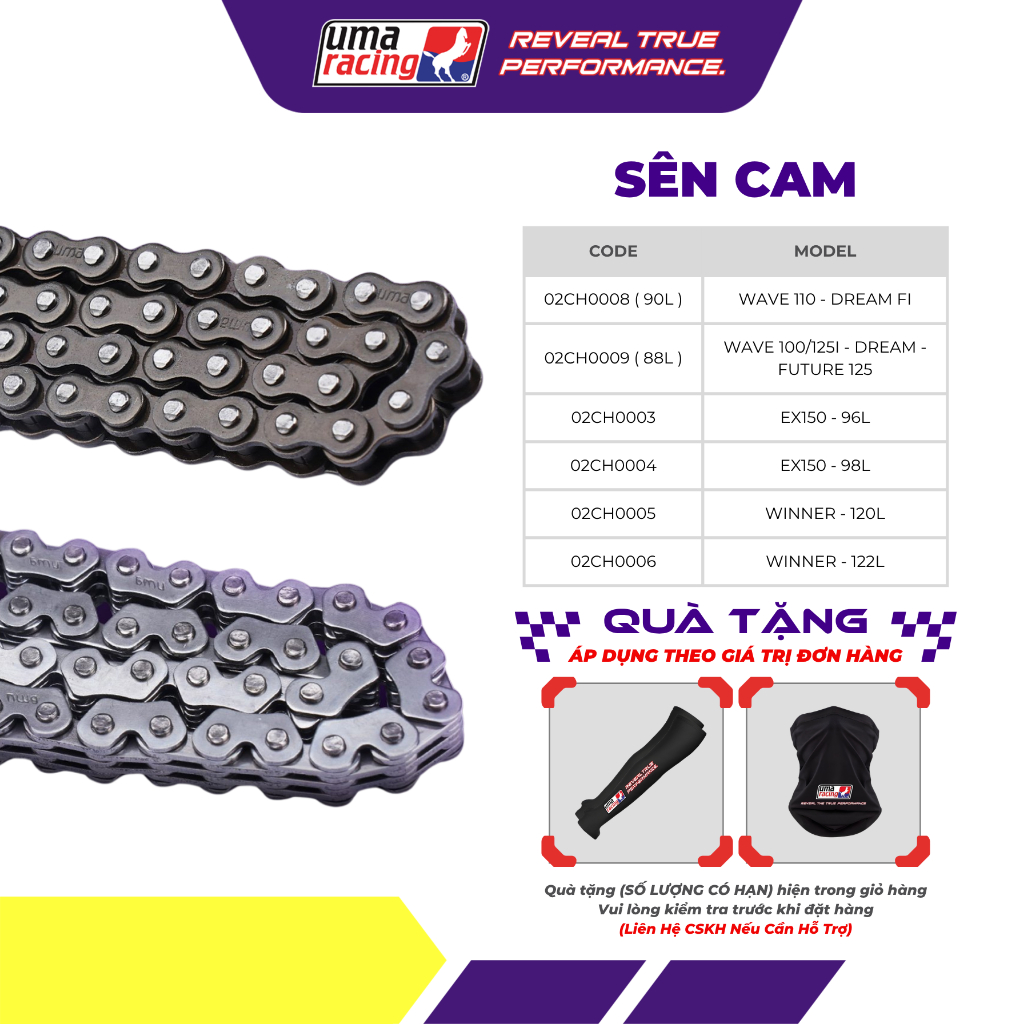 Sên Cam UMA Racing Wave Dream Future Exciter Winner – 88L 90L 96L 98L 120L 122L