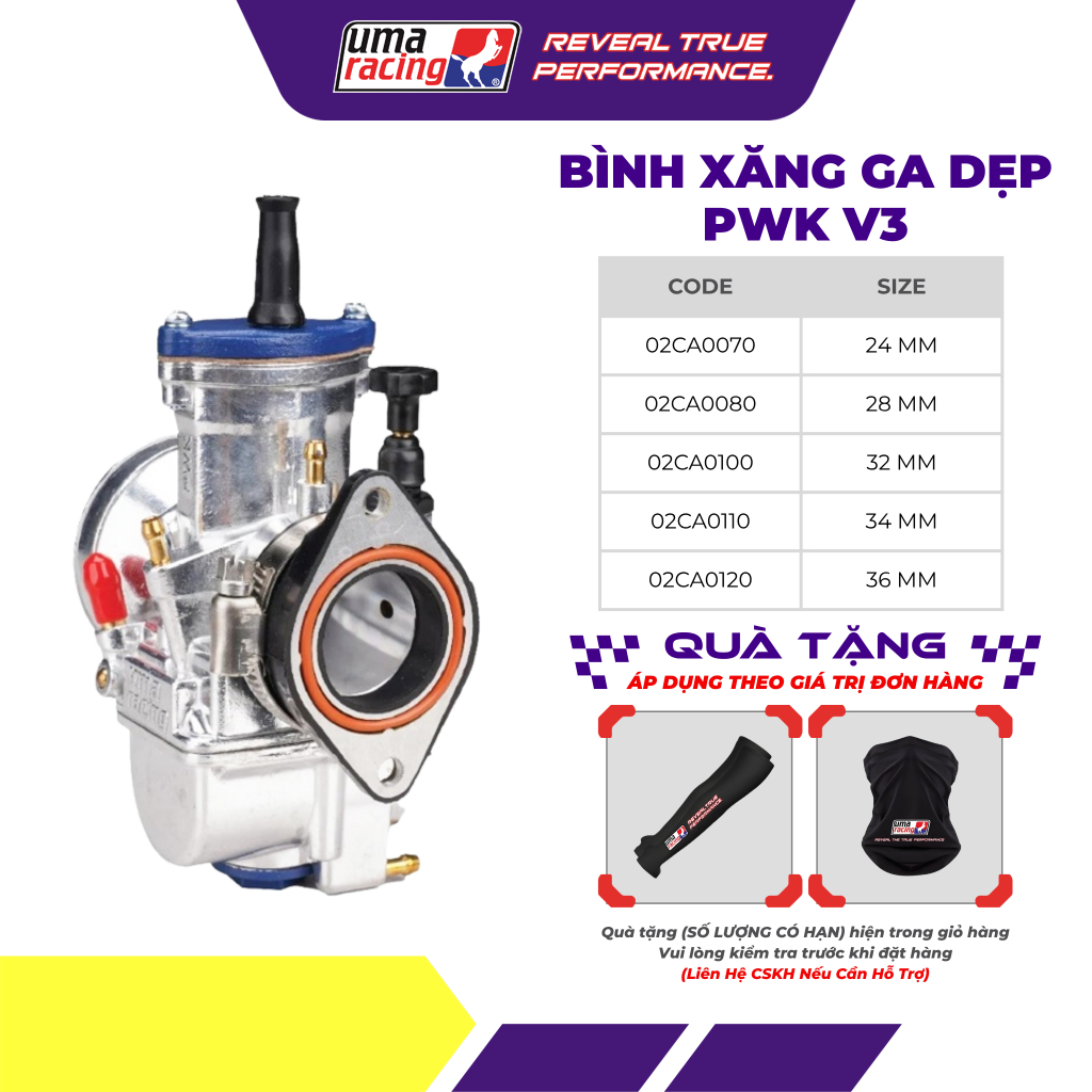 Bình Xăng Ga Dẹp UMA Racing PWK V3 - Giúp Xe Tăng Tốc Nhanh, Tiết Kiệm Nhiên Liệu