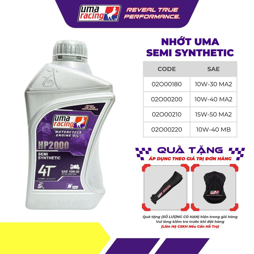 Dầu Nhớt Bán Tổng Hợp UMA Racing HP2000 – Tối Ưu Hiệu Suất, Mượt Mà Động Cơ