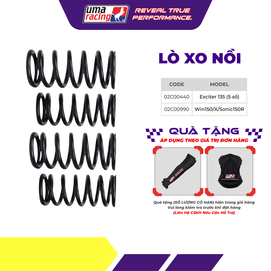 Lò Xo Nồi UMA Racing – Dùng Cho Exciter 135 5 Số / Winner 150 / Sonic 150R (Bộ 4 Cái)