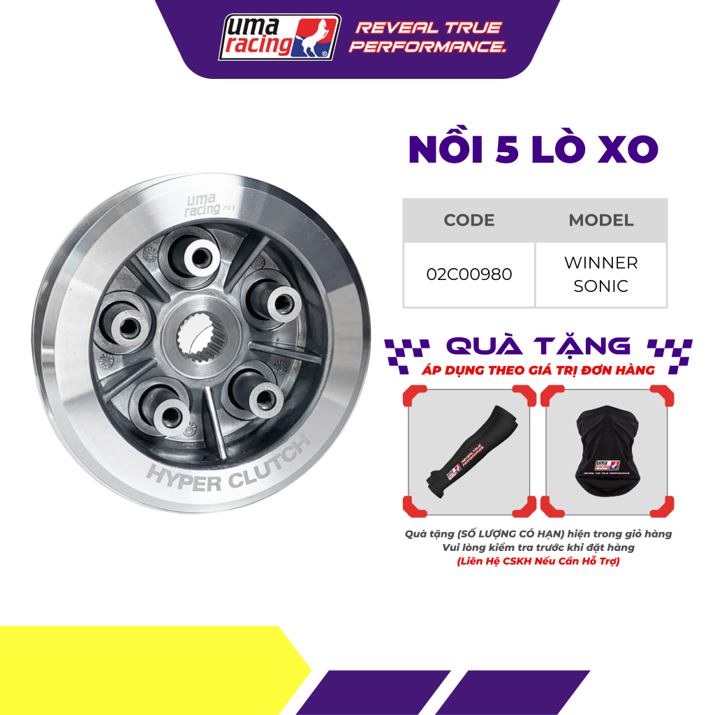 Bộ Nồi 5 Lò Xo UMA Racing Cho Honda Winner / Sonic – Tăng Độ Bám, Vận Hành Mượt Mà