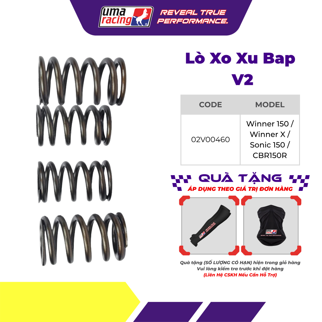 Lò Xo Xu Bap UMA Racing V2 Cho Winner 150 / Winner X / Sonic 150 / CBR150R (Bộ 4 Cái)
