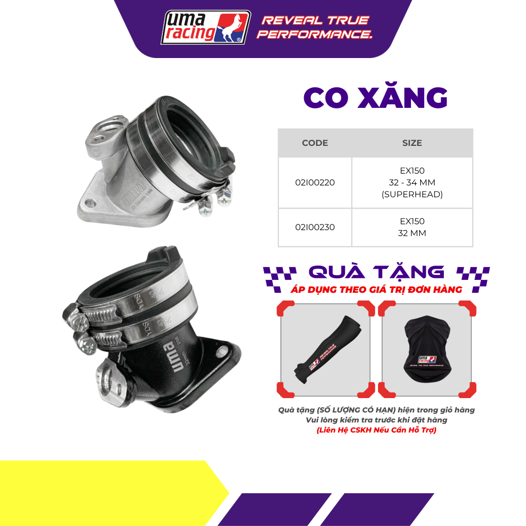 Co Xăng Cho Bình Xăng UMA Racing Intake Fuel Injection 32–34mm Cho Exciter 150 – Tăng Hiệu Suất