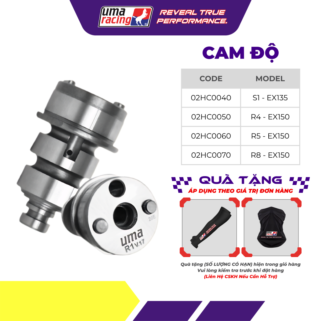 Cam Độ Xe UMA Racing S1 R1 R4 R5 R8 Cho Yamaha Exciter 135 150 – Tăng Hiệu Suất, Vận Hành Êm