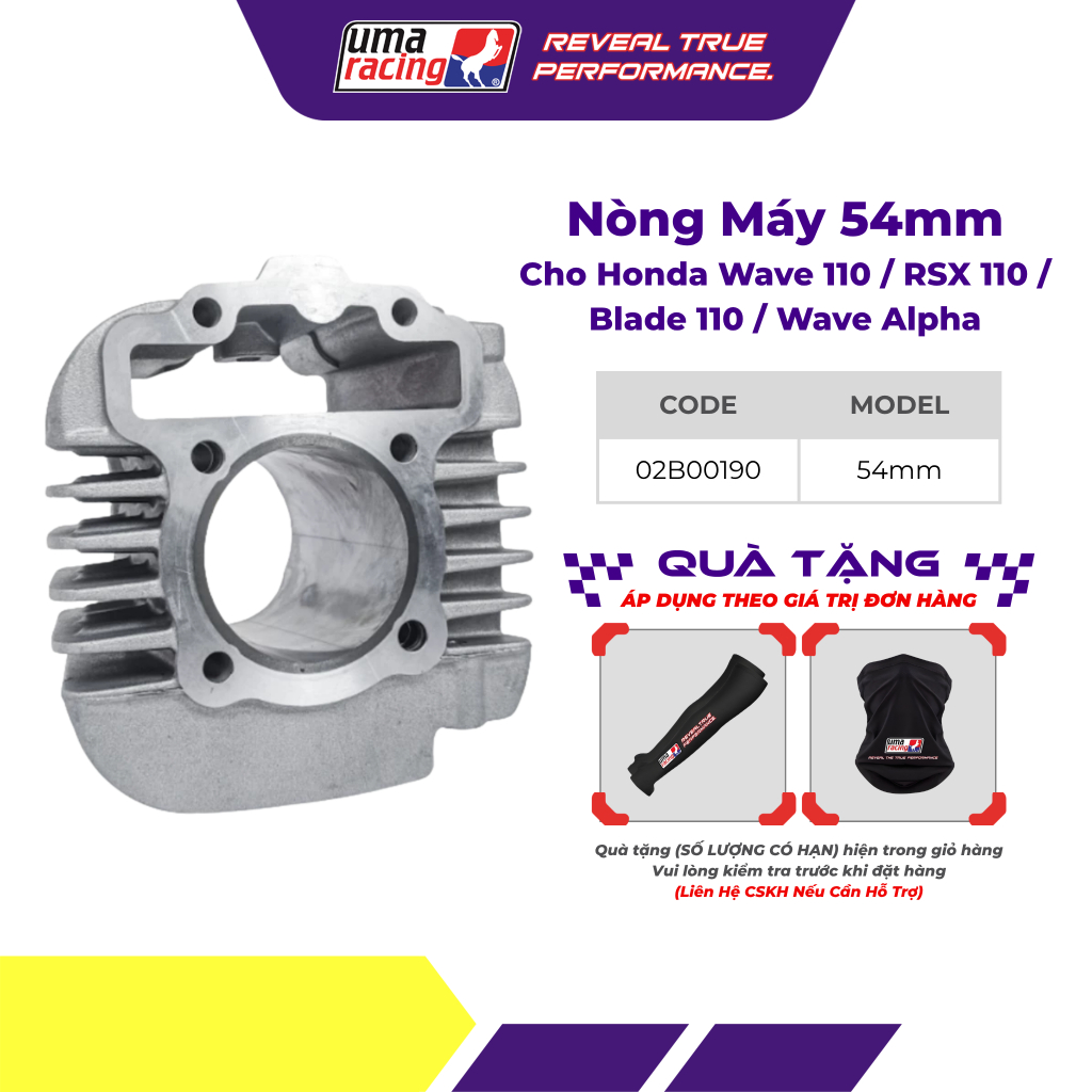 Bộ Nòng Piston UMA Racing 54mm Cho Honda Wave 110 / RSX 110 / Blade 110 / Wave Alpha