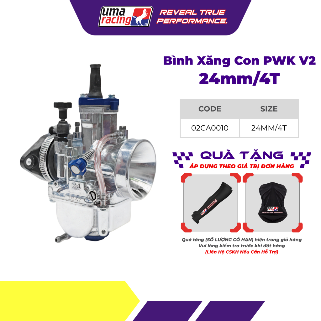 Bình Xăng Con UMA Racing PWK V2 24mm – Hỗ Trợ Tối Ưu Hòa Khí, Nhạy Tay Ga