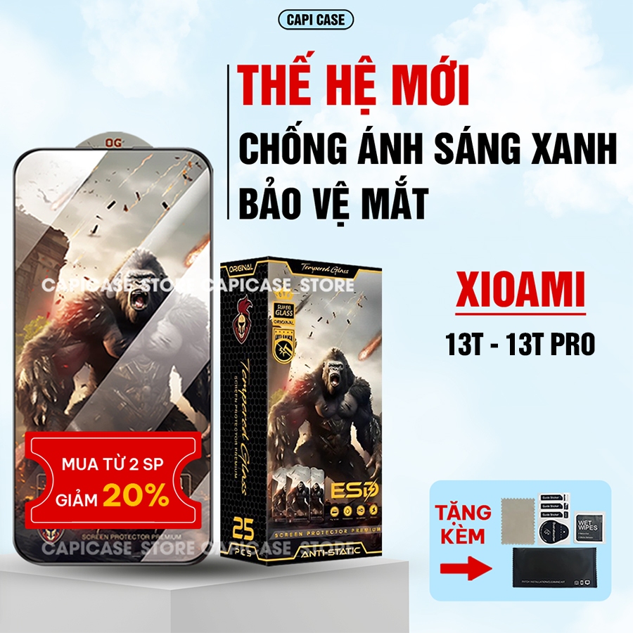 Kính cường lực Xiaomi 13 / 13T / 13T Pro full màn trong suốt, chống ánh sáng xanh, bảo vệ mắt | KKCB CAPICASE