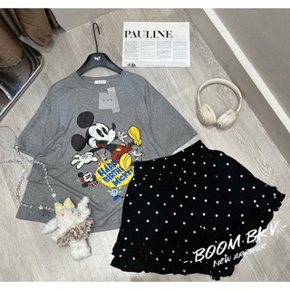 PHẠM THÙY SHOP: SET BỘ IN HÌNH MICKEY MIX QUẦN CHẤM BI ĐEN HÀNG COVER