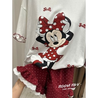 PHẠM THÙY SHOP: SET BỘ IN HÌNH MICKEY MIX QUẦN CHẤM BI ĐỎ HÀNG COVER