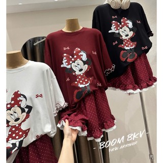 PHẠM THÙY SHOP: SET BỘ IN HÌNH MICKEY MIX QUẦN CHẤM BI ĐỎ HÀNG COVER