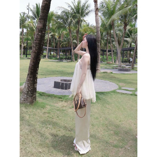Quần lụa tráng gương màu trắng kem dáng suông có khoá kéo - Pearla.studio
