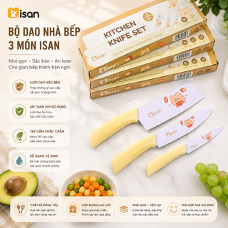Bộ dao làm bếp MISAN 3 món chế biến đồ ăn dặm cho bé, dao nhà bếp kèm vỏ bọc lưỡi an toàn