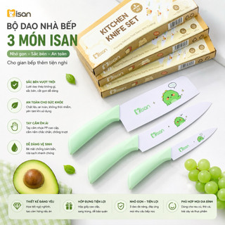 Bộ dao làm bếp MISAN 3 món chế biến đồ ăn dặm cho bé, dao nhà bếp kèm vỏ bọc lưỡi an toàn