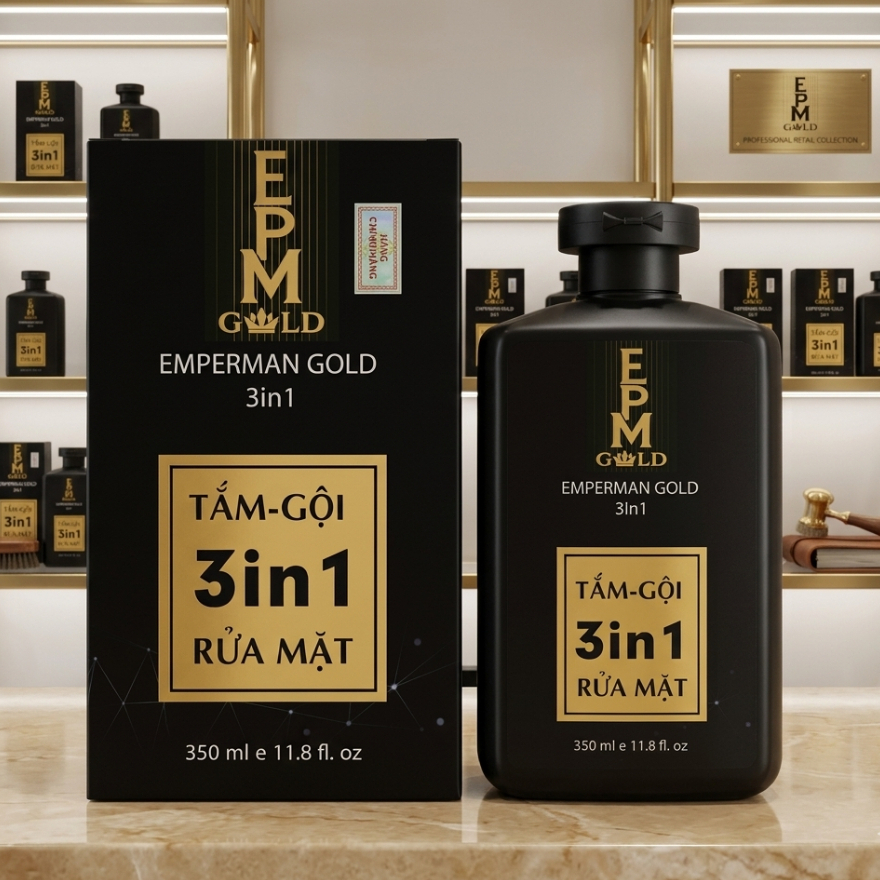 Sữa Tắm Gội Rửa Mặt 3in1 Hương Nước Hoa Dành Cho Nam  Emperman Gold 350ml