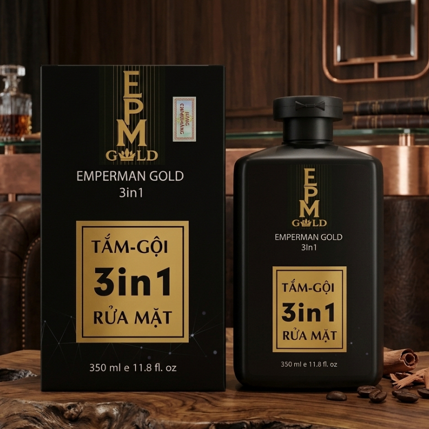 Sữa Tắm Gội Rửa Mặt 3in1 Hương Nước Hoa Dành Cho Nam  Emperman Gold 350ml