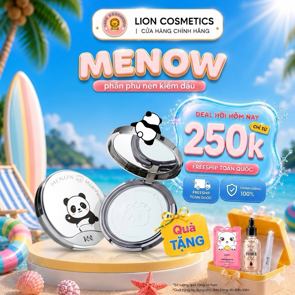 [MENOW] Phấn Phủ Nén MENOW Gấu Trúc Khổng Lồ Kiềm Dầu 21g, Giữ Tone Lâu ...