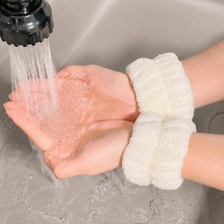 Set 3 Món Băng Đô Nơ Và Bông Đeo Tay Rửa Mặt, Tẩy Trang Chống Ướt Áo, Ướt Tóc Cotton Mềm Mại Thấm Nước