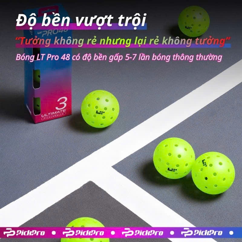 Bóng Pickleball LT PRO 48 Lỗ Cao Cấp - Công Nghệ Ép 2 Mảnh Siêu Bền,Tiêu Chuẩn USPA - Màu Xanh Chuối