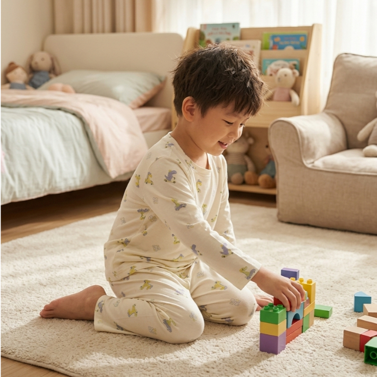 Bộ dài tay bé trai Lá Homewear TCL5, đồ ngủ bé trai vài tencel lycra mềm mỏng mát
