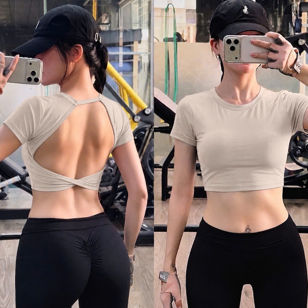 ÁO CROPTOP XOẮN DÂY NGANG CX7 - POLLY THUN LẠNH - MÚT RỜI - THÍCH HỢP ĐI TẬP GYM , YOGA , AEROBIC ,.., - MIDORI SPORT
