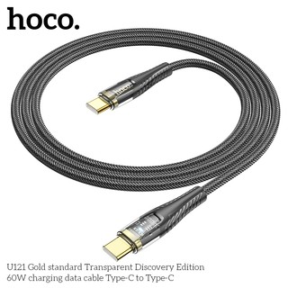 Cáp sạc nhanh Hoco U121 TypeC to TypeC 60W, Thiết kế trong suốt, dài 1.2M, Có đèn báo sạc (Đen) - Phụ Kiện Nhất Tín
