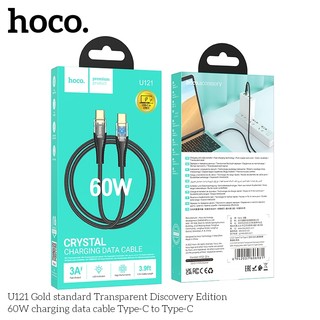 Cáp sạc nhanh Hoco U121 TypeC to TypeC 60W, Thiết kế trong suốt, dài 1.2M, Có đèn báo sạc (Đen) - Phụ Kiện Nhất Tín