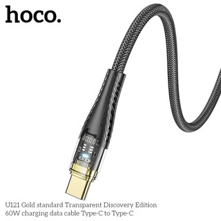Cáp sạc nhanh Hoco U121 TypeC to TypeC 60W, Thiết kế trong suốt, dài 1.2M, Có đèn báo sạc (Đen) - Phụ Kiện Nhất Tín