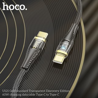 Cáp sạc nhanh Hoco U121 TypeC to TypeC 60W, Thiết kế trong suốt, dài 1.2M, Có đèn báo sạc (Đen) - Phụ Kiện Nhất Tín