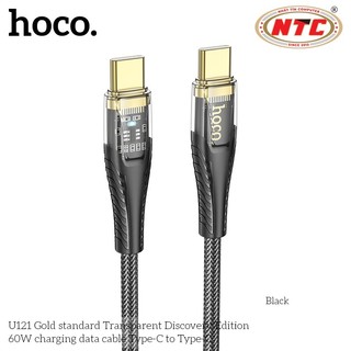Cáp sạc nhanh Hoco U121 TypeC to TypeC 60W, Thiết kế trong suốt, dài 1.2M, Có đèn báo sạc (Đen) - Phụ Kiện Nhất Tín