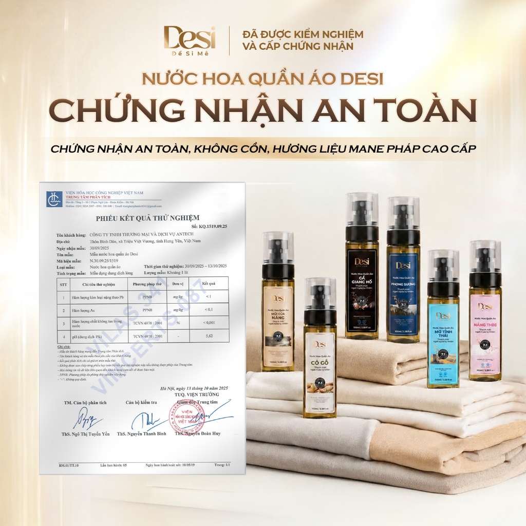 Nước Hoa Quần Áo Desi Hương Cỏ Gỗ 100ml, Nước Xịt Thơm Quần Áo Hương Thơm Pháp, Lưu Hương Lâu 10H