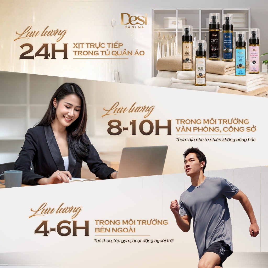 Nước Hoa Quần Áo Desi Mùi Mối Tình Đầu Hương Hoa Anh Đào Ngọt Ngào, Xịt Thơm Quần Áo Bảo Vệ Vải 100ml
