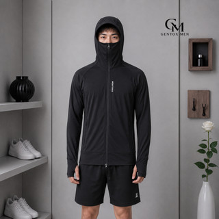 Áo Chống Nắng Nam Full Face Basic Co Giãn Thoáng Mát Chống UV BHN86 - Đen