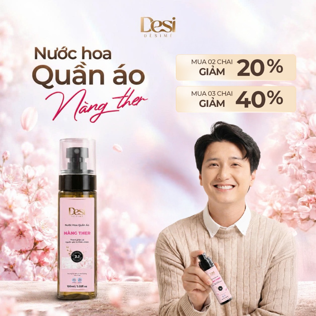 Nước Hoa Quần Áo Desi Mùi Nàng Ther Nhẹ Nhàng, Xịt Thơm Quần Áo Hương Thơm Pháp, An Toàn Lưu Hương Lâu 10H