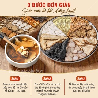 Combo 9 set bát trân thang, mix sẵn 8 vị nguyên liệu thảo mộc tự nhiên: Bạch truật, cam thảo, thục địa,..
