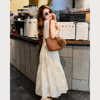 Váy maxi ren trắng MIA nữ phong cách tiểu thư vintage mặc đi biển cực xinh mùa hè V377