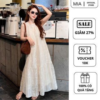 Váy maxi ren trắng MIA nữ phong cách tiểu thư vintage mặc đi biển cực xinh mùa hè V377