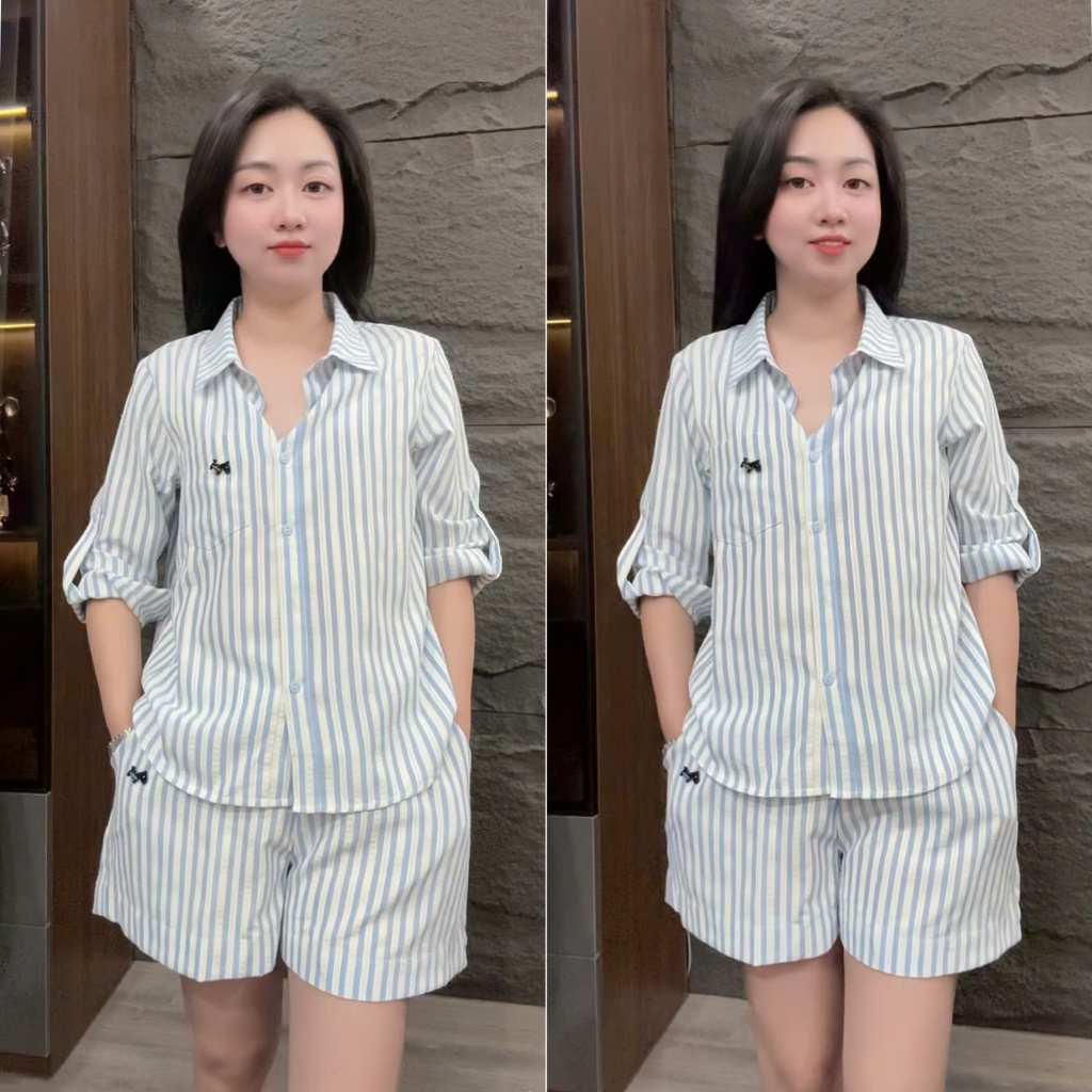 HT16. (TAY LỠ) Sét bộ cộc kẻ chất thô mềm mát đủ size 40-70kg. Sét bộ thời trang mặc hè, màu sắc tươi mát