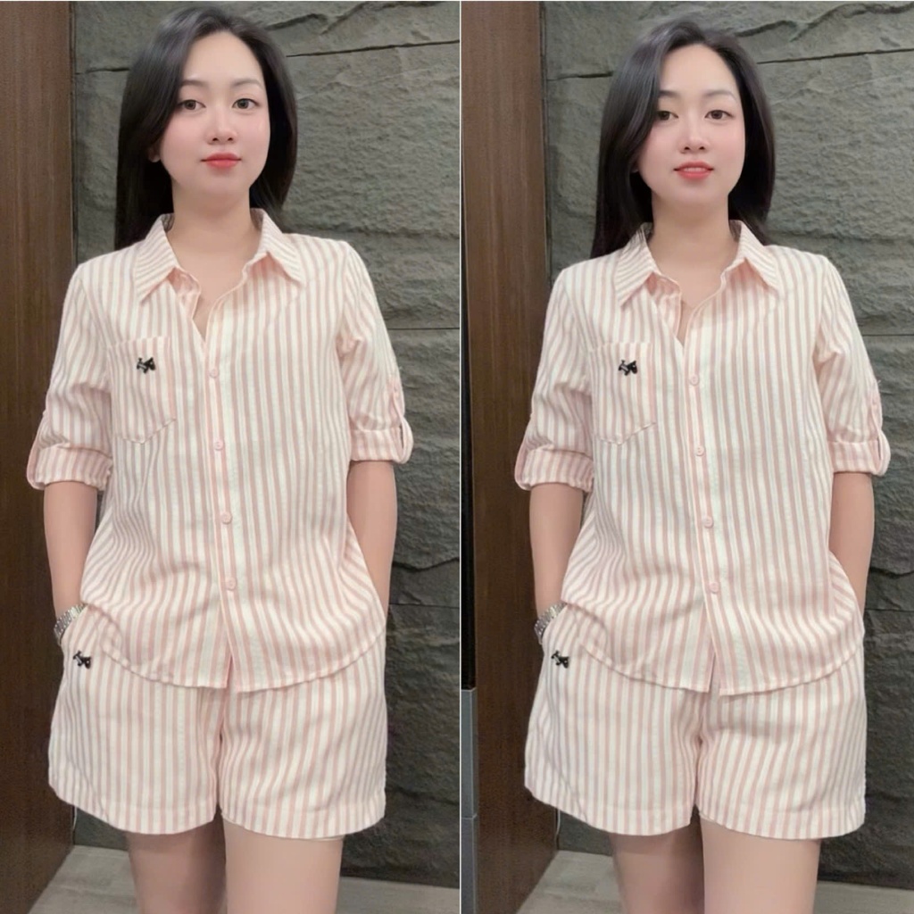 HT16. (TAY LỠ) Sét bộ cộc kẻ chất thô mềm mát đủ size 40-70kg. Sét bộ thời trang mặc hè, màu sắc tươi mát