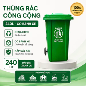Thùng Rác Nhựa HDPE Cao Cấp Thùng Rác Gia Đình, Công Nghiệp Bền Đẹp 60L 120L 240L Chính Hãng